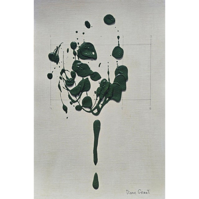 Set of 4 - One-of-a-Kind Dark Green Botanical Organic Modern Original Oil Paintings / Herbarium / Floral For Sale - Image 6 of 7