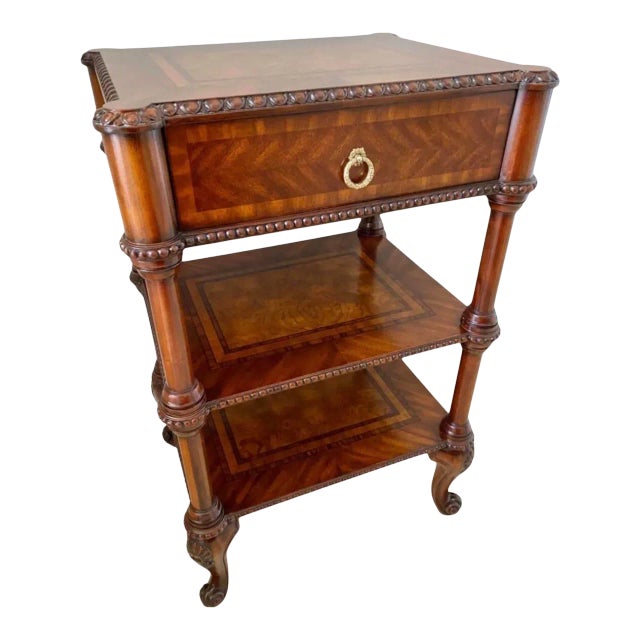 Maitland Smith 3 Tier Occasional Table With One Drawer For Sale