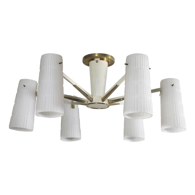 Sunburst chandelier in the style of Stilnovo For Sale