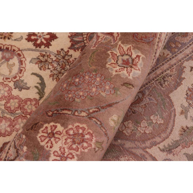 Textile Herritage Kashan Pak-Persian Ivory/Brown Wool Rug - 9'2'' X 12'1'' For Sale - Image 7 of 9