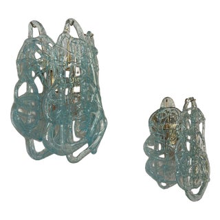 Murano Glass Spun Sugar Wall Sconces from Mazzega, Italy, 1970s, Set of 2 For Sale
