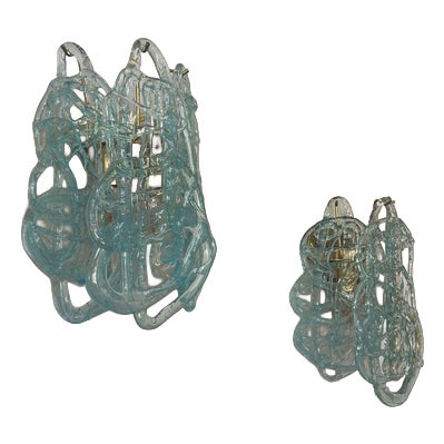 Murano Glass Spun Sugar Wall Sconces from Mazzega, Italy, 1970s, Set of 2 For Sale