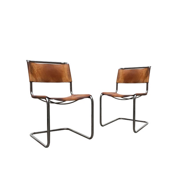 Vintage German S33 Cantilever Leather Chairs by Mart Stam for Thonet, Set of 8 For Sale