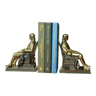 Antique Pair of John Harvard Bronzed Bookends After Daniel Chester French For Sale