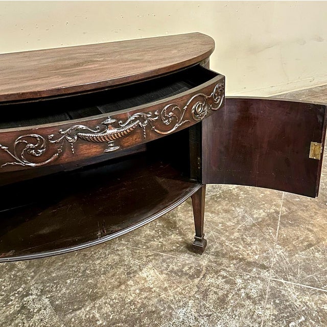 19th Century English Neoclassical Demilune Buffet Ca. 1890 For Sale - Image 13 of 18