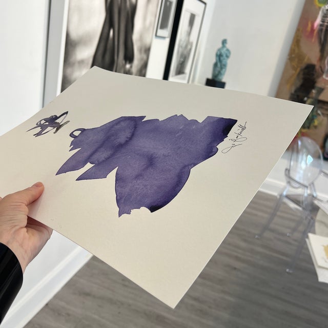 Purple Ink Wash Original Painting by Jo Baskerville For Sale - Image 8 of 10