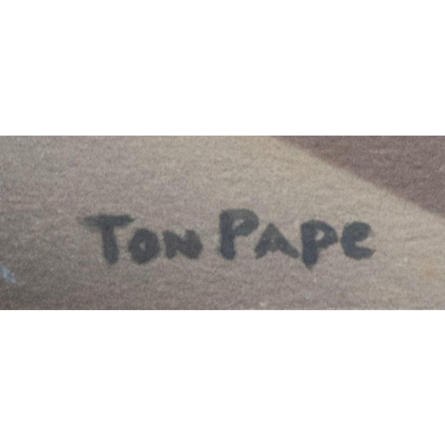 Ton Pape, Constructivist Composition in Grey & Brown Tones, 1970s, Oil on Canvas For Sale - Image 4 of 5