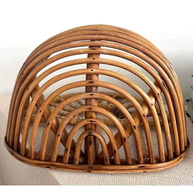 Bamboo Rattan Hanging Wall Basket For Sale - Image 4 of 6
