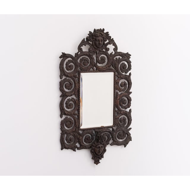 Metal France Cast Bronze Womens Head Wall Mirror, 1880s For Sale - Image 7 of 8