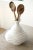 Unique contemporary ceramic utensil holder with organic dimensional wavy pattern. Rustic wooden spoons included. Shipping:...