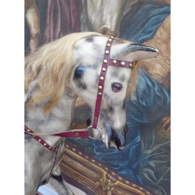Large English Dapple Grey Rocking Horse, 1940 For Sale - Image 15 of 18