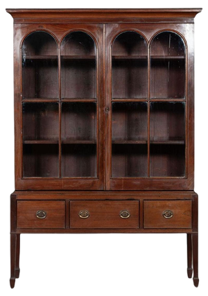 English Mahogany Arched Glazed Dresser Cabinet, 1910