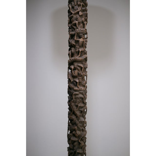 Makonde Floor Lamp in Carved Wood, 1950s For Sale - Image 6 of 15