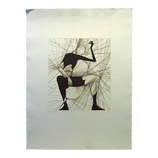 Guillaume Azoulay Cello Original Intaglio Etching Hand Signed Artwork For Sale