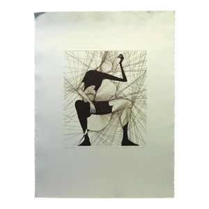 Guillaume Azoulay Cello Original Intaglio Etching Hand Signed Artwork