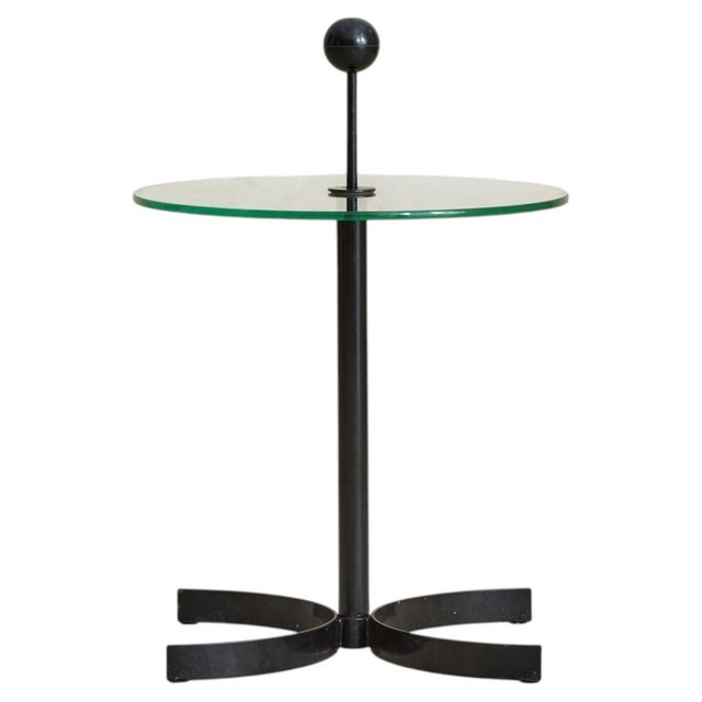 Vintage Italian Iron + Glass Top Side Table - 2 Available For Sale