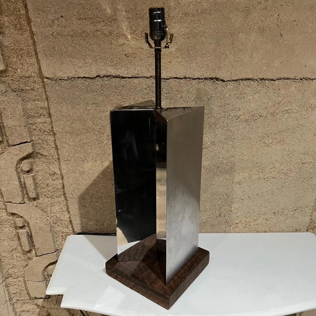 Mid-Century Geometric Modern Chrome Table Lamp Style of Paul Evans For Sale - Image 9 of 14