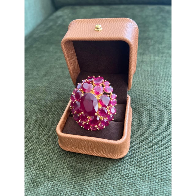 Bochic "Orient" Vintage Natural Ruby Cocktail Ring Set In 18K Gold & Silver For Sale - Image 9 of 13