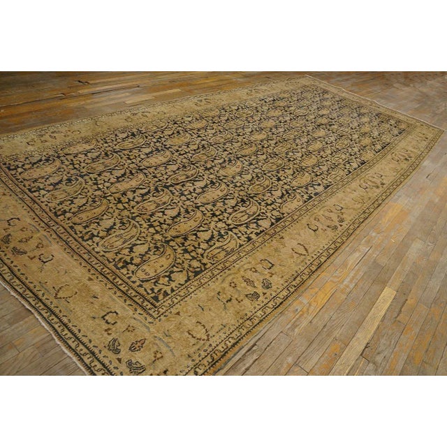 Wonderful Tan-Taupe Background Color With Lovely Paisely Pattern Antique Persian Moud Gallery Rug For Sale - Image 11 of 12