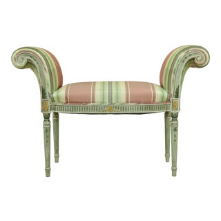 Adams Style Paint Decorated Rolled Arm Bench For Sale