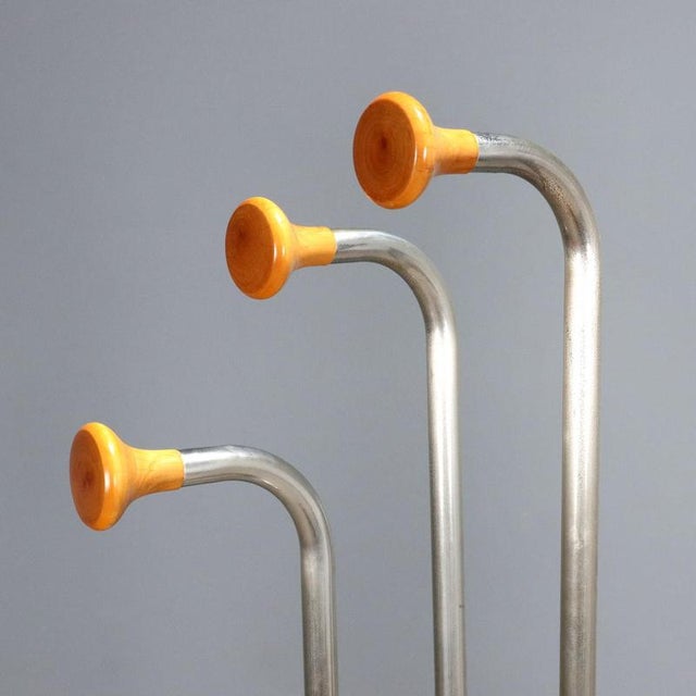 Vintage Walnut and Metal Coat Rack For Sale - Image 3 of 7