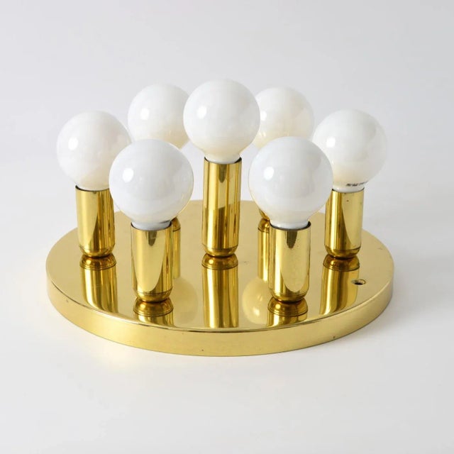 7-light ceiling lamp made of solid brass. E14 lightbulbs. Lamp is sold without the lightbulbs. Given dimensions are...