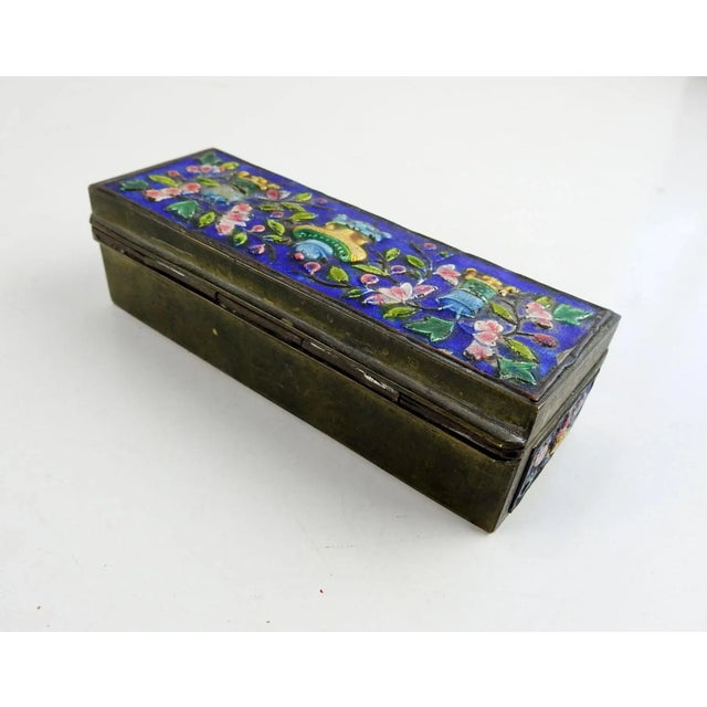 Chinese Small Vintage Chinese Enamel Box For Sale - Image 3 of 7