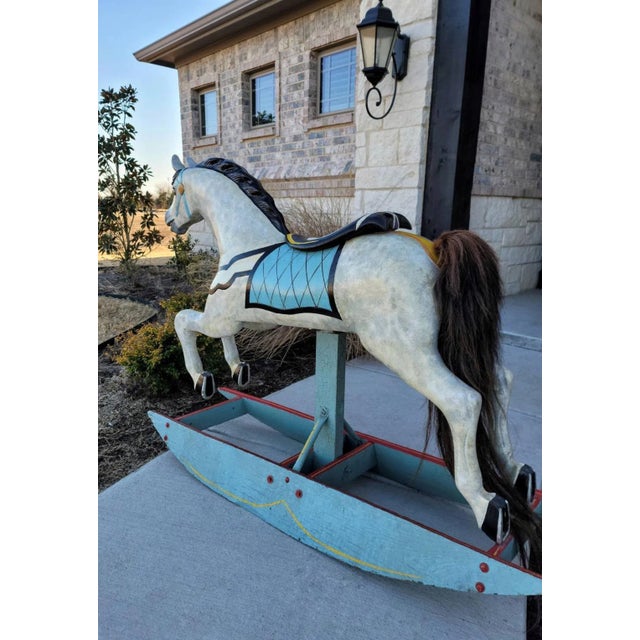 Antique American Dapple Jumper Carousel Horse, Charles W Dare Attributed For Sale - Image 10 of 12