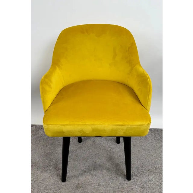 Mid Century Modern Style Yellow Velvet & Ebony Dining or Side Chair, Set of 4 For Sale - Image 9 of 12