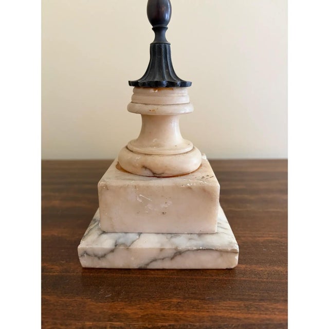 Metal Collection of Grand Tour Style Neoclassical Metal Figures on Marble Bases For Sale - Image 7 of 10