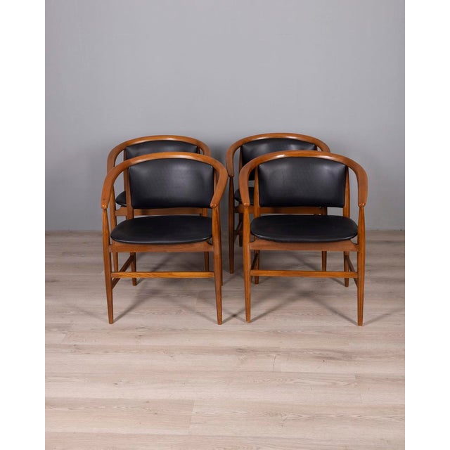 Vintage Wood and Leather Chairs from Isa Bergamo, 1960s, Set of 4 For Sale - Image 15 of 15