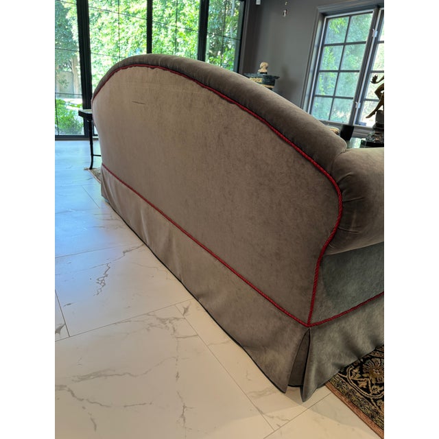 Vintage Velvet Camelback Sofa For Sale - Image 9 of 13