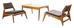 Hunting Chairs with Table by Heinz Heger for PGH Erzgebirgisches Kunsthandwerk Annaberg Buchholz, former GDR, 1960s, Set of 3