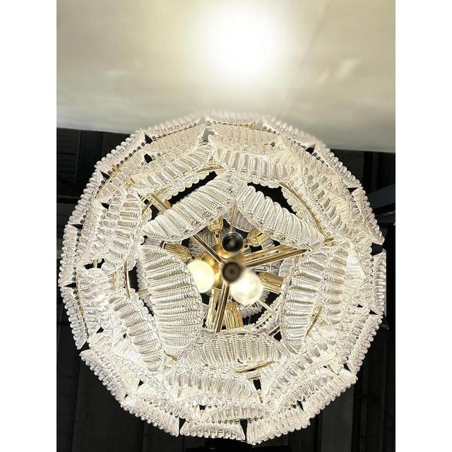 Contemporary Italian Petals Murano Glass Chandelier in Transparent Diamanté Glass by Simoeng For Sale - Image 3 of 9