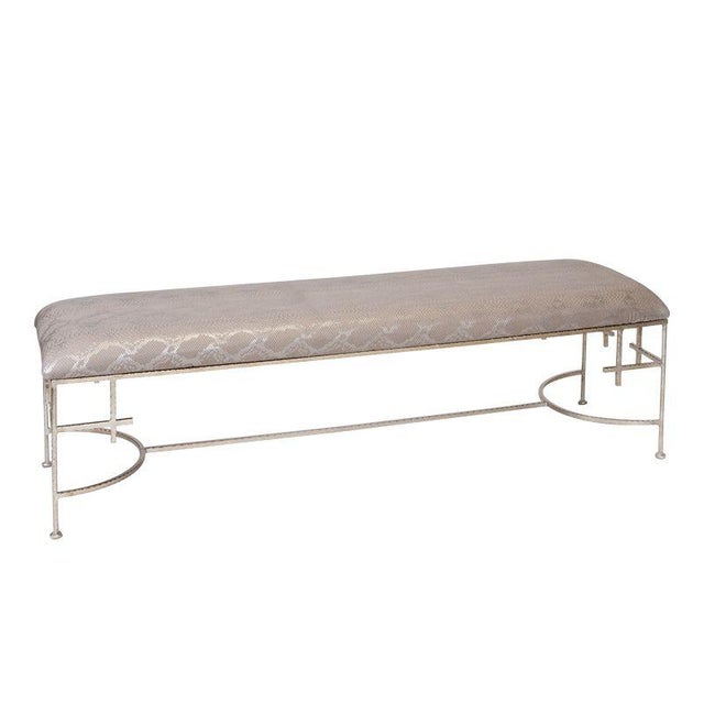 2010s Champagne Silver Bench With Faux Snakeskin For Sale - Image 5 of 5