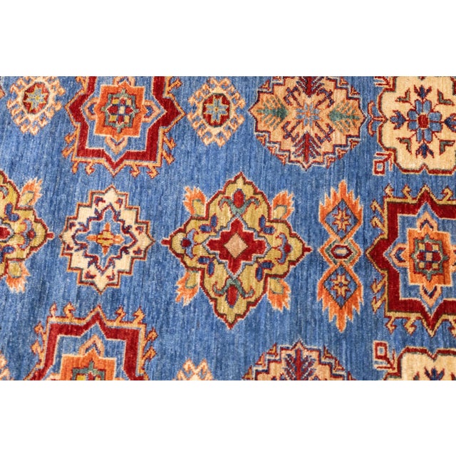 Early 21st Century Contemporary Blue & Yellow Kazak Rug 4'10'' X 6'8'' For Sale - Image 10 of 10