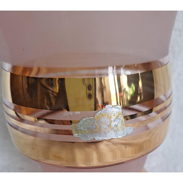Art Deco Glass Vase from the 1930s, Made of Pink Glass with Gold Painting, by Boom. For Sale - Image 3 of 5