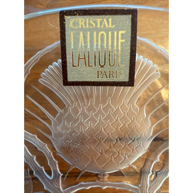 Lalique 1950s "Lalique France Cristal Chardon Thistle Plates Set of 7 – 6 W/ Original Labels" For Sale - Image 4 of 7