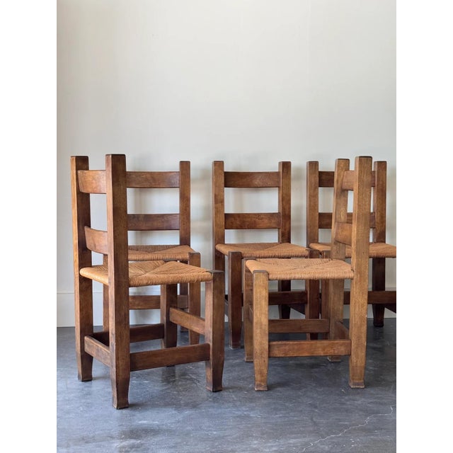 S/6 Early Mission Arts & Crafts Rush Chairs 1900s Michigan Chair Co. For Sale - Image 4 of 8