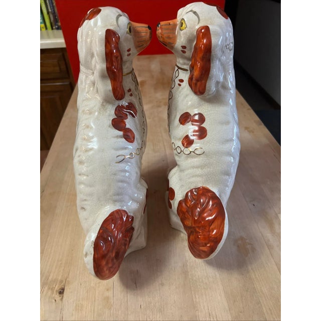 Pair of Antique Decorated Staffordshire Dogs, Circa 1860's For Sale - Image 9 of 16