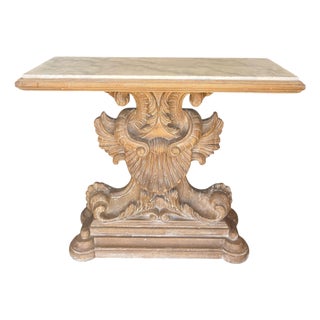 Antique Bleached Walnut Regency Style Marble Top Console Table For Sale