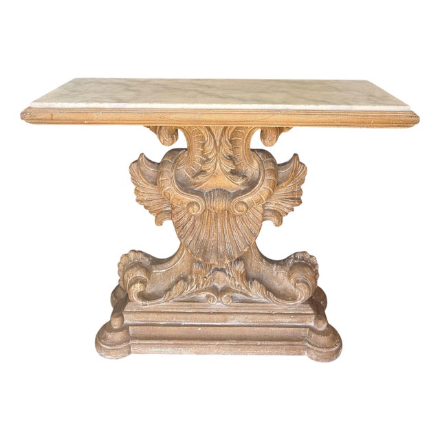 Antique Bleached Walnut Regency Style Marble Top Console Table For Sale