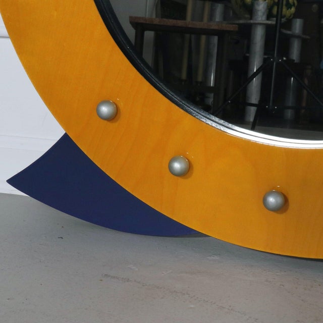 Postmodern Memphis Postmodern Large Round Geometric Hanging Wall Mirror For Sale - Image 3 of 5
