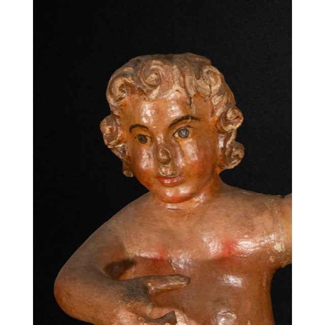 Spanish Carved Polychrome Wooden Cherubs, Baroque, 1650, Set of 2 For Sale - Image 6 of 9