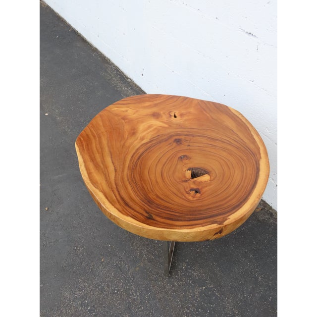 Rustic Natural Live Edge Wood Tree Slice Side Small End Coffee Table 6890 For Sale In Miami - Image 6 of 17