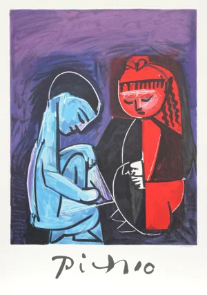 1980s "Deux Enfants Claude et Paloma" Lithograph After Pablo Picasso
