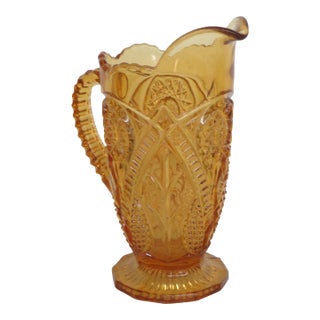 Viking Glass Yesteryear Style Amber Jug Pitcher For Sale