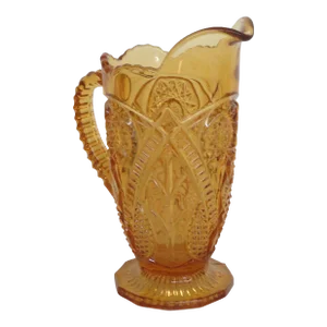 Viking Glass Yesteryear Style Amber Jug Pitcher