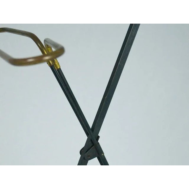 1950s Mid-Century Italian Black Metal Wood & Anodized Aluminum Folding Valet Stand, 1950s For Sale - Image 5 of 6