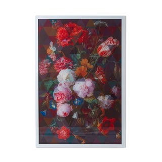 Decorative Panel with Fancy Bouquet 4 in White Frame from VGnewtrend, Italy For Sale